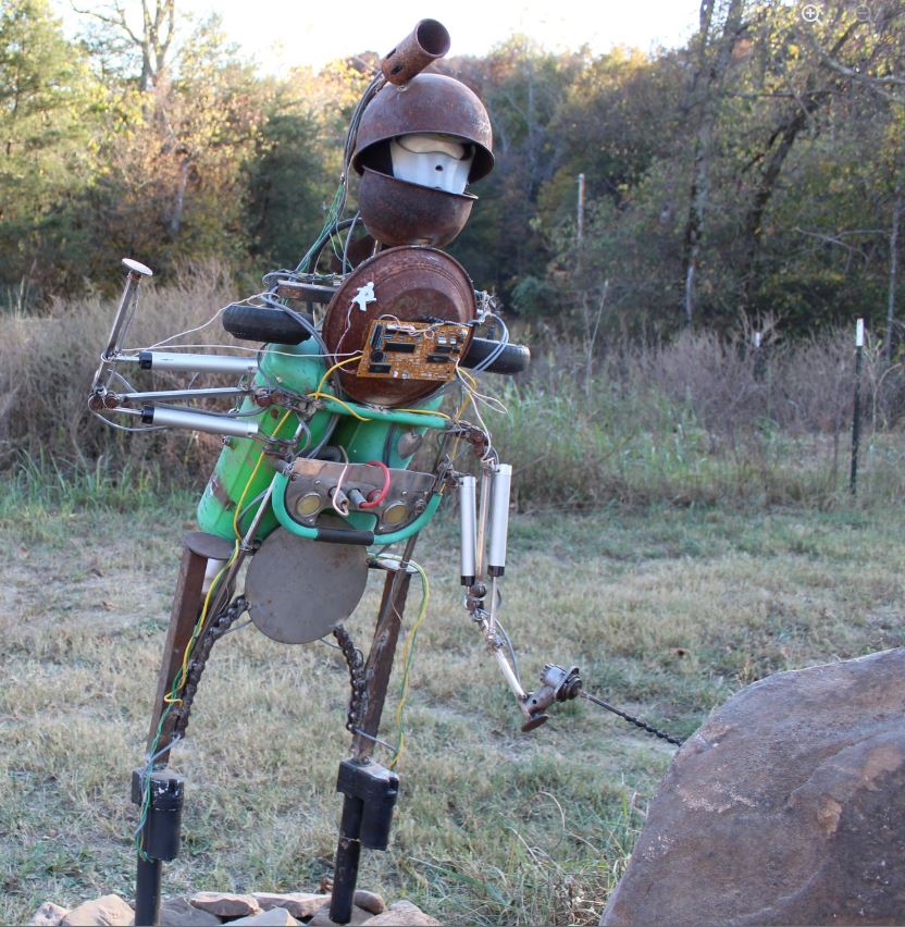 Scrap metal yard art robot sculpture
